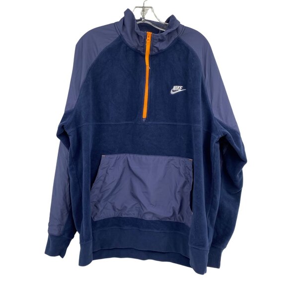 Nike Blue & Orange Synthetic High Neck Pullover Sweatshirt | Men’s XL - Picture 1 of 5